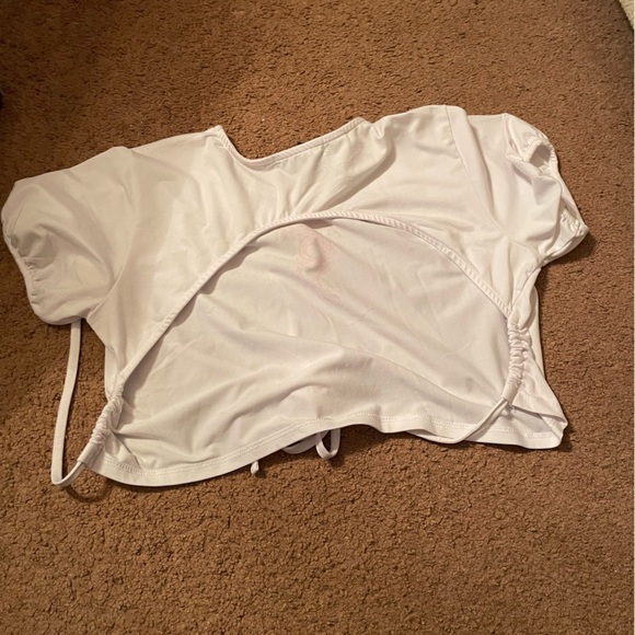 Streetwear Society White Crop Top with Pink Embroidery - Picture 3 of 3